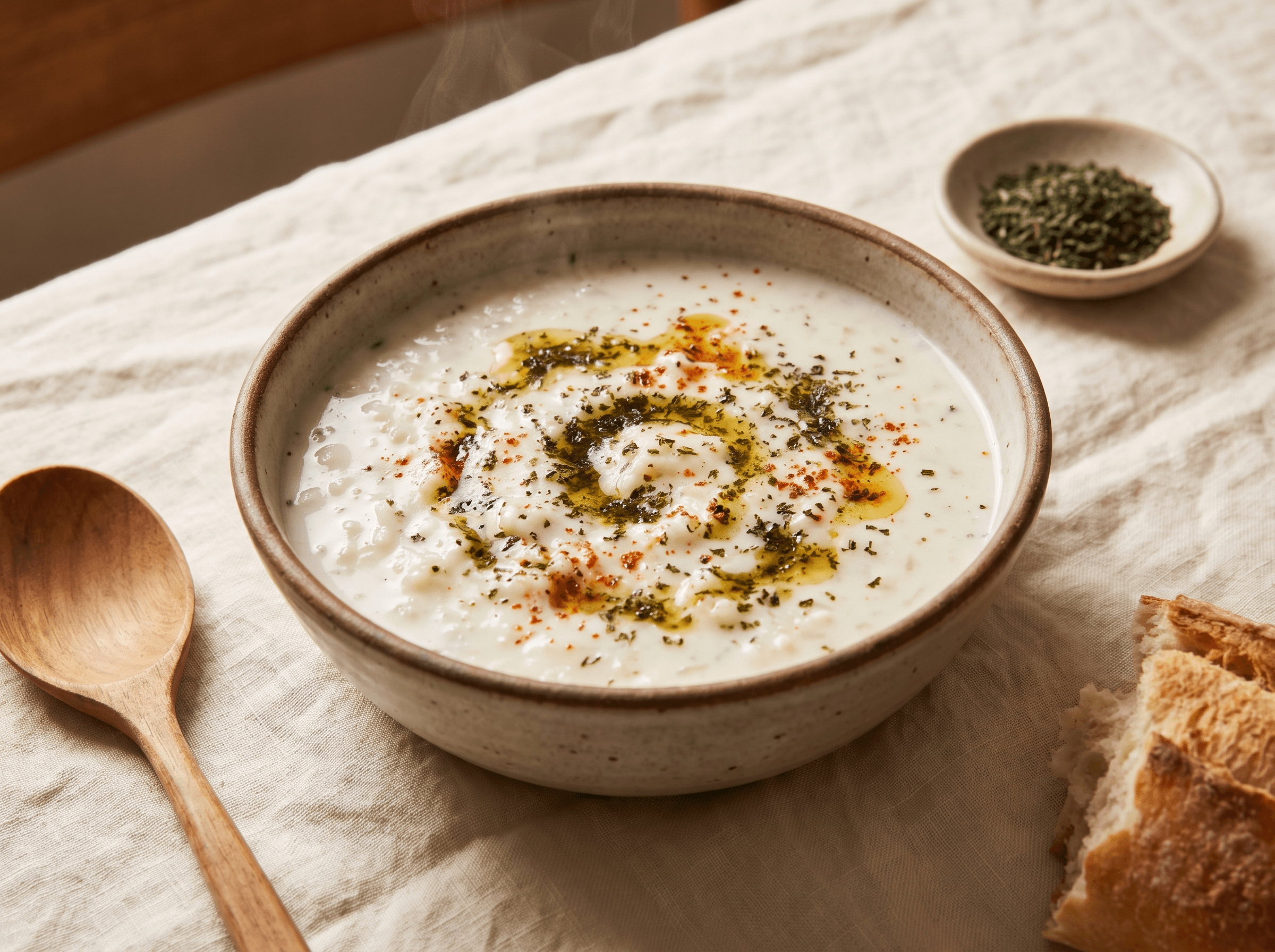 Yayla corbasi: yoghurtsoep met munt